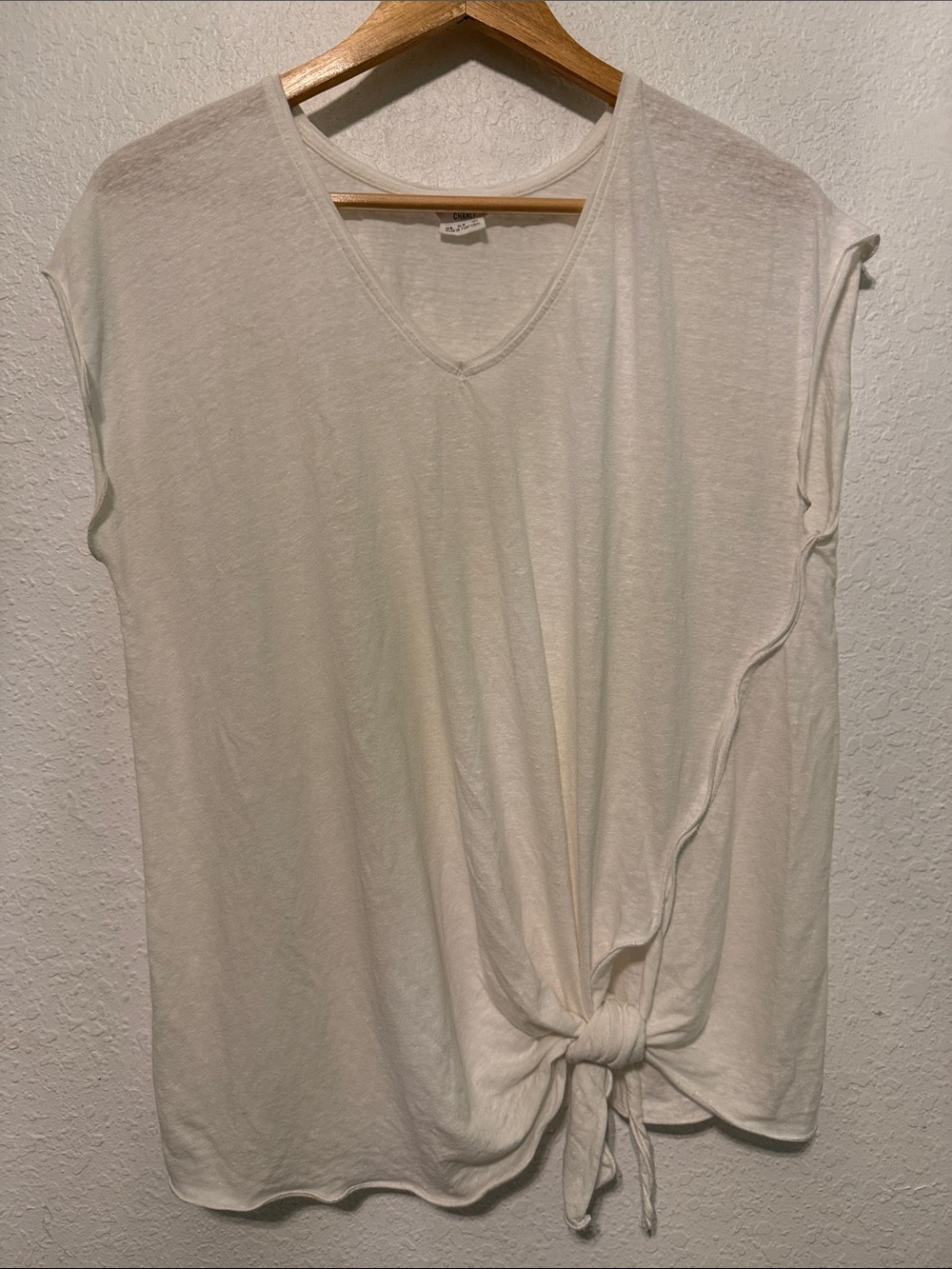 CHARLI LINEN TOP tie knot hem 6
